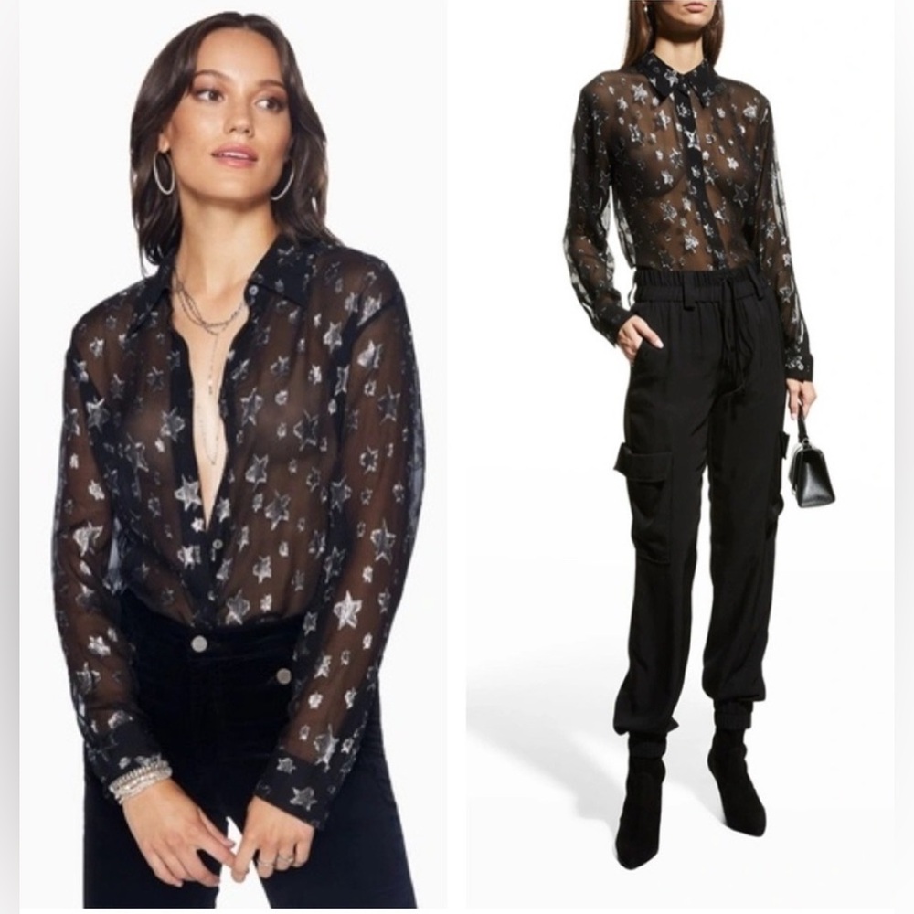Ramy Brook Tiffany Metallic Star Silk Shirt Size XS NWT